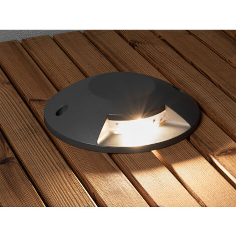 LED Bodenaufbaustrahler 1flammig Aufbauspot aussen anthrazit ALU Ø20cm IP65