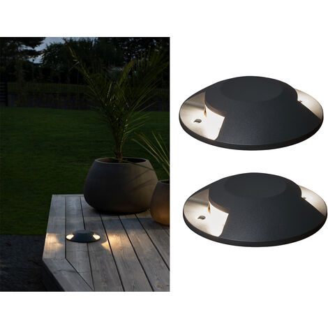LED Bodenaufbaustrahler 2flammig Aufbauspot 2er SET aussen anthrazit Ø20cm IP65