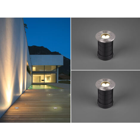 LED Bodeneinbauspot rund 2er Set Edelstahl Ø11cm IP65 Bodenstrahler für Einfahrt