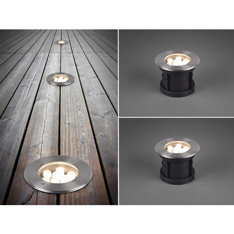 LED Bodeneinbauspot rund 2er Set Edelstahl Ø16cm IP65 Bodenstrahler für Einfahrt