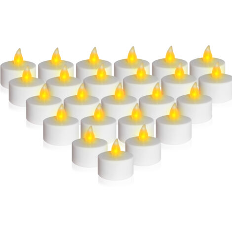 LED Bougies chauffe-plat blanc chaud avec effet vacillant et minuterie - Set de 24 - Bougie artificielle alimentée par batterie
