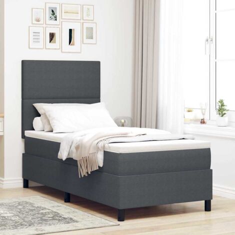 LED Boxspringbett Dunkelgrau und Weiß 100 x 200 cm Cordstoff vidaXL