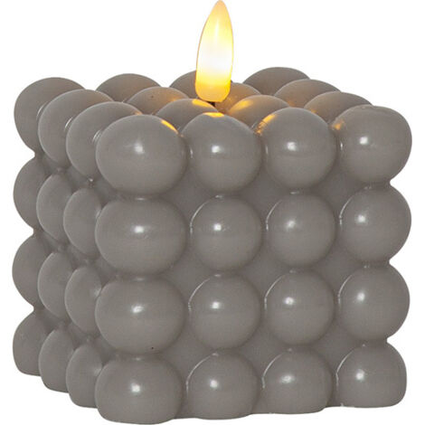 LED Bubble Kerze -Dot', Echtwachs, grau, 10x12,5cm