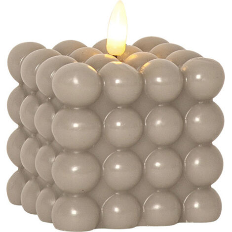 LED Bubble Kerze Flamme ,Dot' aus Wachs, Timer, braun