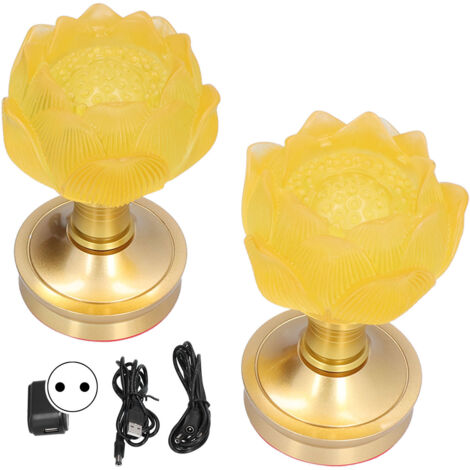 LED-Buddha-Lampen mit 3 einstellbaren Farben, florale Beleuchtung für buddhistische Altäre, 100–240 V Netzteil, EU-Stecker