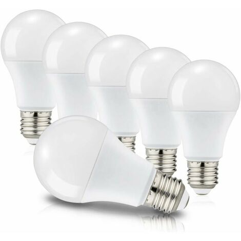 LED Bulbs E27 A60 12W Equivalent to 100W, Edison Screw Base, 6000K Cool White, 1150 Lm, 220-240V, Pack of 6, Non-Dimmable