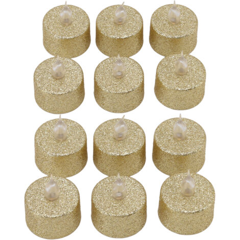 LED Candle Light Flameless Battery Operated Decorative Electronic Tea Light for Christmas Wedding 12pcs Gold