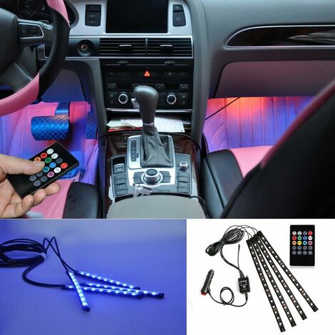 LED Car Interior Lights Atmosphere Decorative RGB Strip Light Kit 12V 415 LEDs with Sound Active Function Universal Fitment