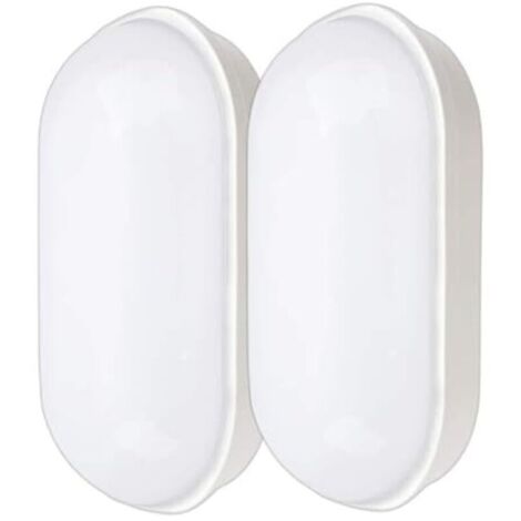 LED ceiling light, 20W, 2200 lm, cellar lighting, oval ceiling light, IP55 waterproof wall light, for bathroom, garage, hallway, workshop, garden, balcony, neutral white, 2 pieces