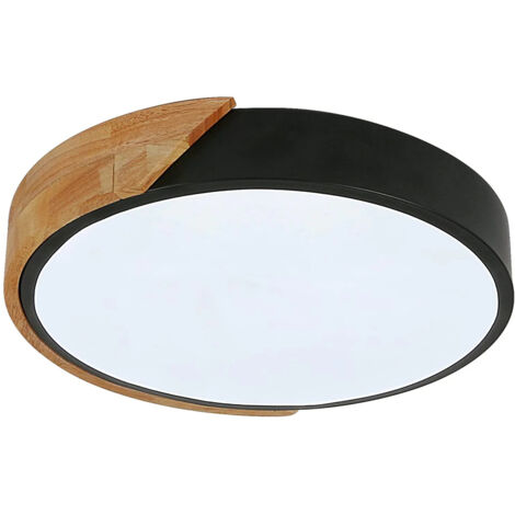 LED Ceiling Light, 24W Modern Round Wooden Ceiling Light Cool White 6000K Ø30CM Bedroom Kitchen Living Room Balcony And Hallway
