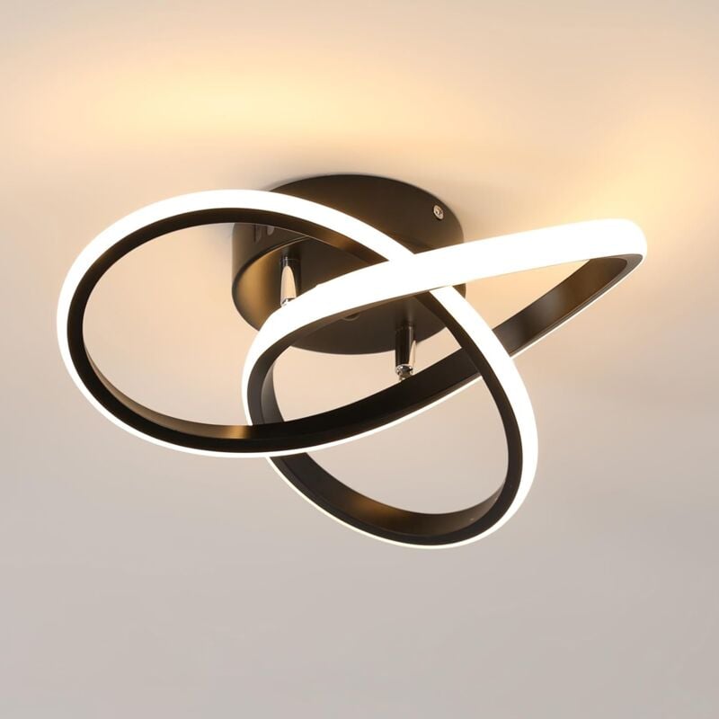 GOECO LED Ceiling Light 30W Modern Design Warm White 3000K Ceiling Lamp for Living Room Bedroom Dining Room Office Black Diameter 30cm