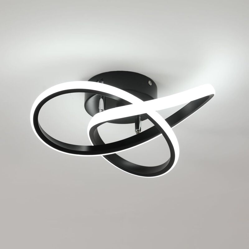 Modern Design 30W 6000K Cool White led Ceiling Light Fixture Diameter 30cm for Living Room Bedroom Dining Room Office Black - Goeco