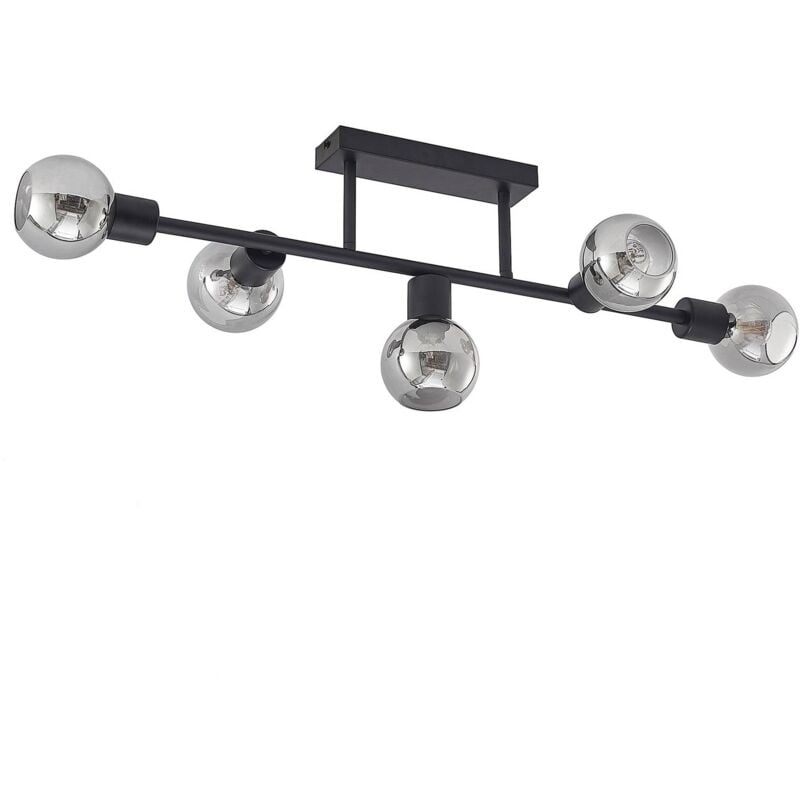 Lindby - Ceiling Light Biscala dimmable (vintage, antique) in Black made of Metal for e.g. Living Room & Dining Room (5 light sources, E14) from matt