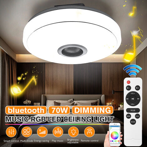 KINGSO LED Ceiling Light bluetooth Music Speaker Remote Control RGB Coloured Lamp Tempsa