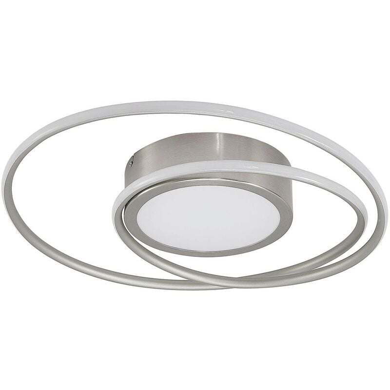 Lindby - Ceiling Light Bovia dimmable (modern) in Silver made of Aluminium for e.g. Living Room & Dining Room (1 light source,) from satin nickel