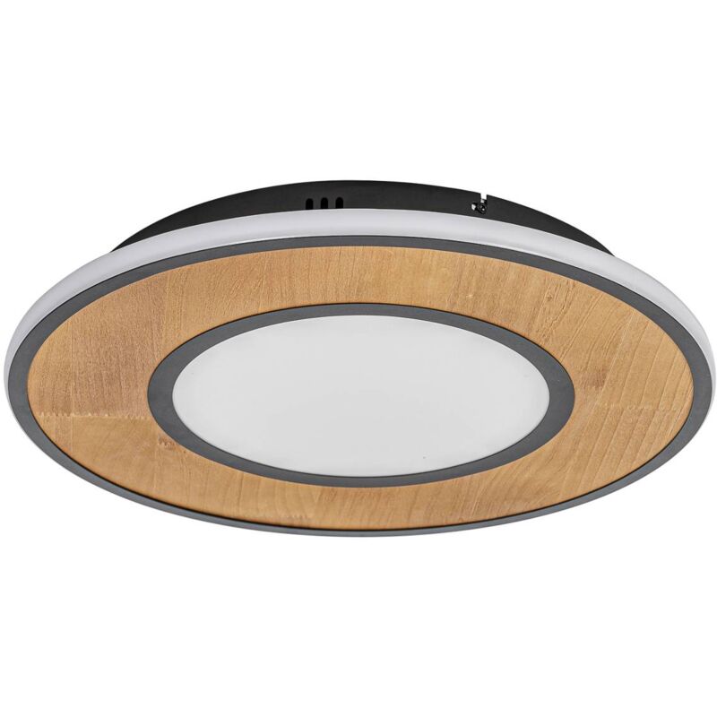 Lindby - Ceiling Light Ebinum dimmable (modern) in Brown made of Wood for e.g. Living Room & Dining Room (1 light source,) from black, white, light