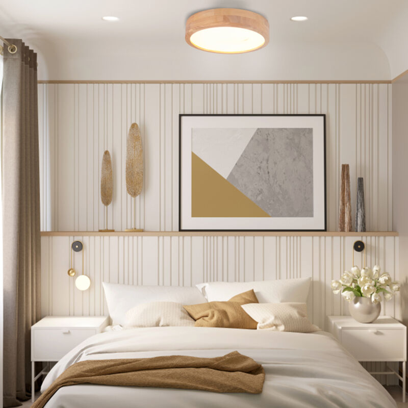 Image of LED Ceiling Light Industrial Rubber Wood&hellip;