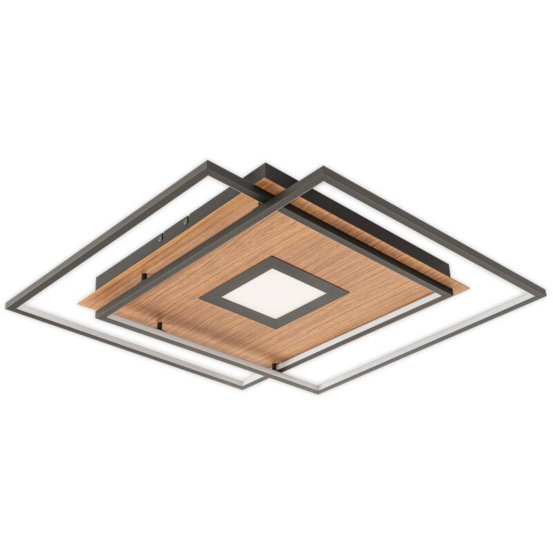 Lucande - Ceiling Light Jirya dimmable (modern) in Brown made of Stainless Steel for e.g. Living Room & Dining Room (1 light source,) from wood