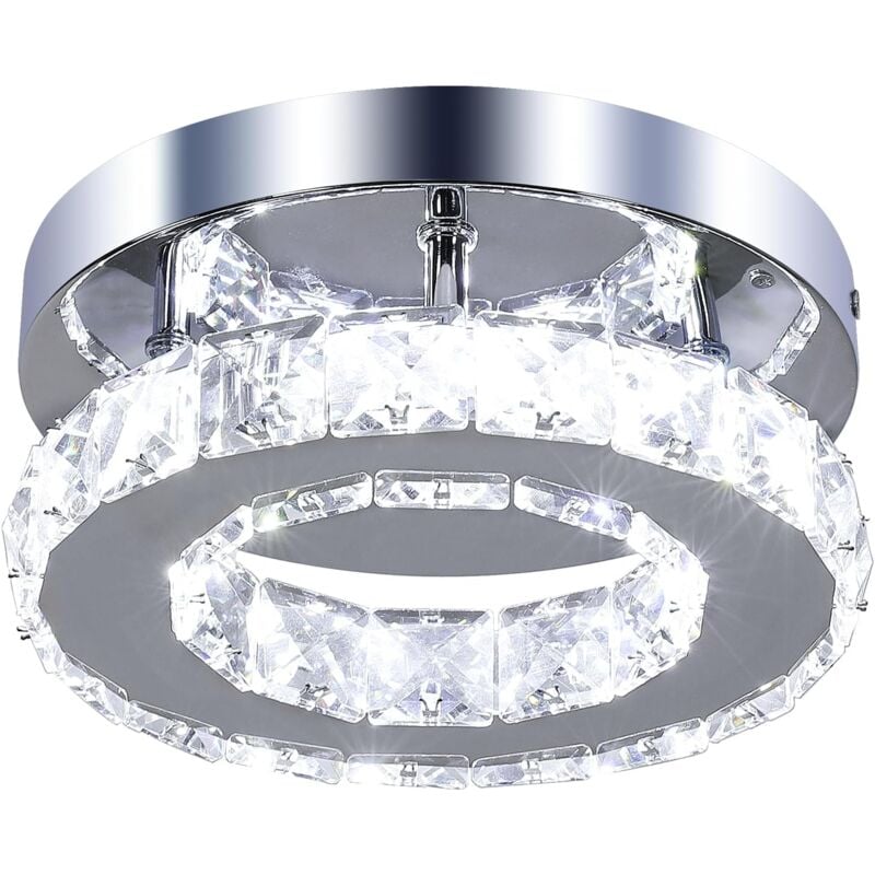 Goeco - Modern Crystal led Ceiling Light, 12W Crystal Chandelier Light Fixture, Modern Ceiling Lighting for Bedroom, Living Room, Kitchen, Hallway,