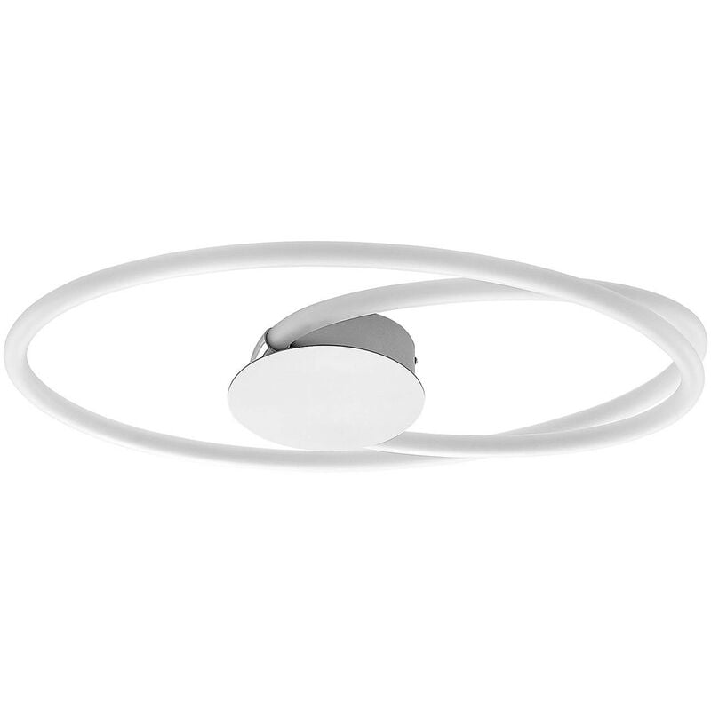 Led Ceiling Light 'Ovala' dimmable (modern) in Silver made of Stainless Steel for e.g. Living Room & Dining Room (1 light source,) from Lucande