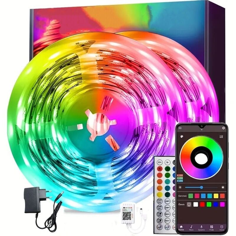 Led Chambre 30M Ruban Led Bande Lumière Décorative Multicolore, Rgb Guirlande de Lumineuse Dimmable avec Télécommande, Bluetooth app, Musicale pour