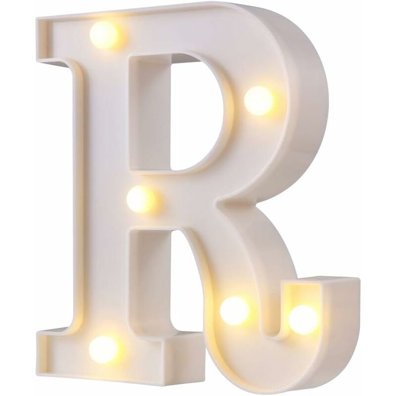Led Chapiteau Lettre Lumières 26 Alphabet Lettres Lumineuses Signes Parfait pour la Décoration De Bar De Fête De Mariage (Blanc r) Fei Yu