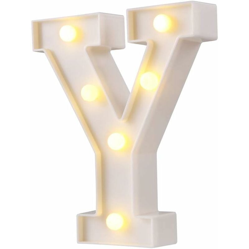 Led Chapiteau Lettre Lumières 26 Alphabet Lettres Lumineuses Signes Parfait pour la Décoration De Bar De Fête De Mariage (y Blanc) Fei Yu