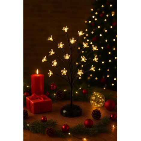 LED Cherry Twig Tree Lights Light Up Blossom Christmas Tree Table Lamp Decor