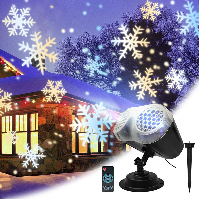 LED Christmas Projector, Outdoor and Indoor Snowfall Projection Lamp with Remote Control, Waterproof Projection Lamp, Projector Light for Party