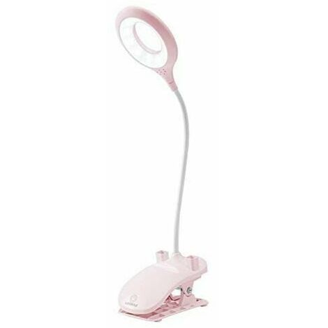 LED-Clip-Lampe, Klemm-Schreibtischlampe mit Stifthalter, Nachttischlampen und Tischlampen, augenschonende Kinderlampe mit 3 einstellbaren Farben zum Lesen, Arbeiten (Pink)