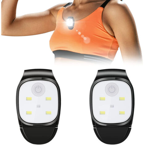 LED Clip Lampe, Lauflicht LED Stirnlampe Wiederaufladbar Wasserdicht Kopflampe Kleinstirnlampe Brustlampe Sicherheitslicht Laufzubehör für Joggen Läufer Angeln Camping Wandern (2 Stück)