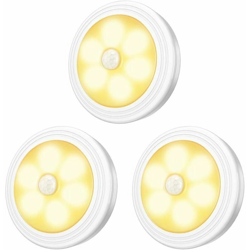 Hoopzi - led Closet / Cabinet Light, 3pcs Nightlight Wardrobe Lights, led Motion Sensor Lighting with Magnetic Base, for Kitchen Staircase Showcases