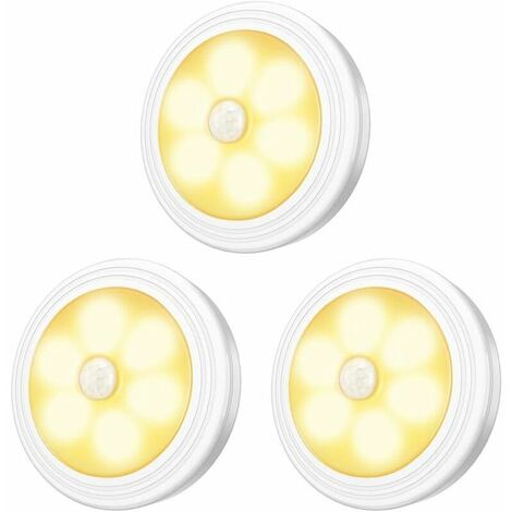 LED Closet / Cabinet Light, 3pcs Nightlight Wardrobe Lights, LED Motion Sensor Lighting with Magnetic Base, for Kitchen Staircase Showcases Cabinet (Battery Powered)