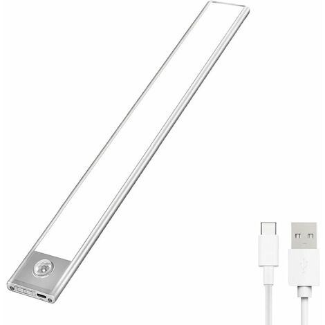 LED Closet Lights, Portable Automatic Cabinet Lights, Motion Sensor Lights, Magnetic Wireless USB Charging LED Strip Lights, Suitable for Cabinets, Kitchens, Stairs, Hallways…（6000k，40cm）