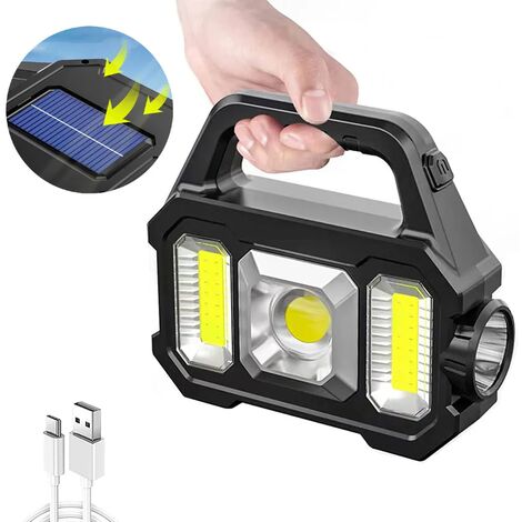 Acquista Torcia da campeggio a LED solare super luminosa Luci da lavoro  Lanterne portatili ricaricabili USB ad energia solare Faretto Proiettore