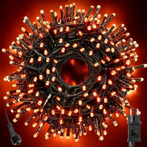 LED Connectable Orange Fairy Lights, 20M 200 LED Outdoor Indoor Waterproof Christmas Fairy Lights, 8 Modes, Orange Light for Halloween Decoration Xmas Tree Party Bedroom Garden Fall