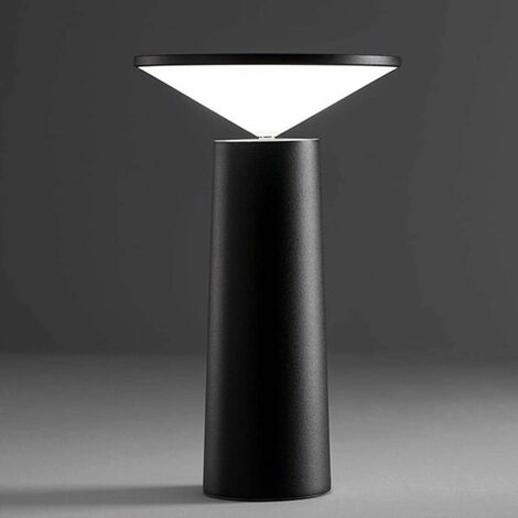 LED Cordless Table Lamp, USB Rechargeable Desk Lamp, Cordless Dimmable Touch Bedside Lamp, 3 Colors, for Indoor/Outdoor, Restaurant, Bar, IP54, Black