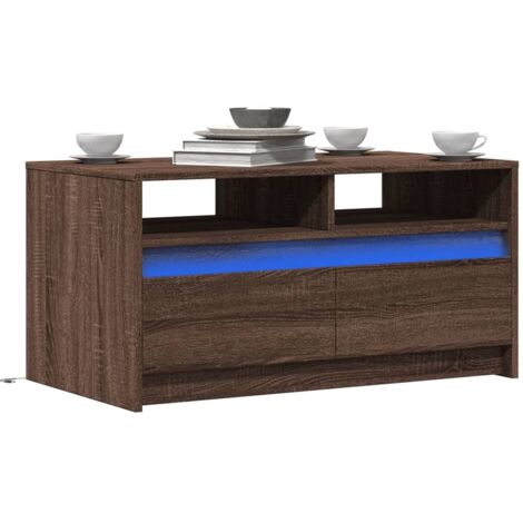LED-Couchtisch Braun Eichen-Optik Holzwerkstoff vidaXL