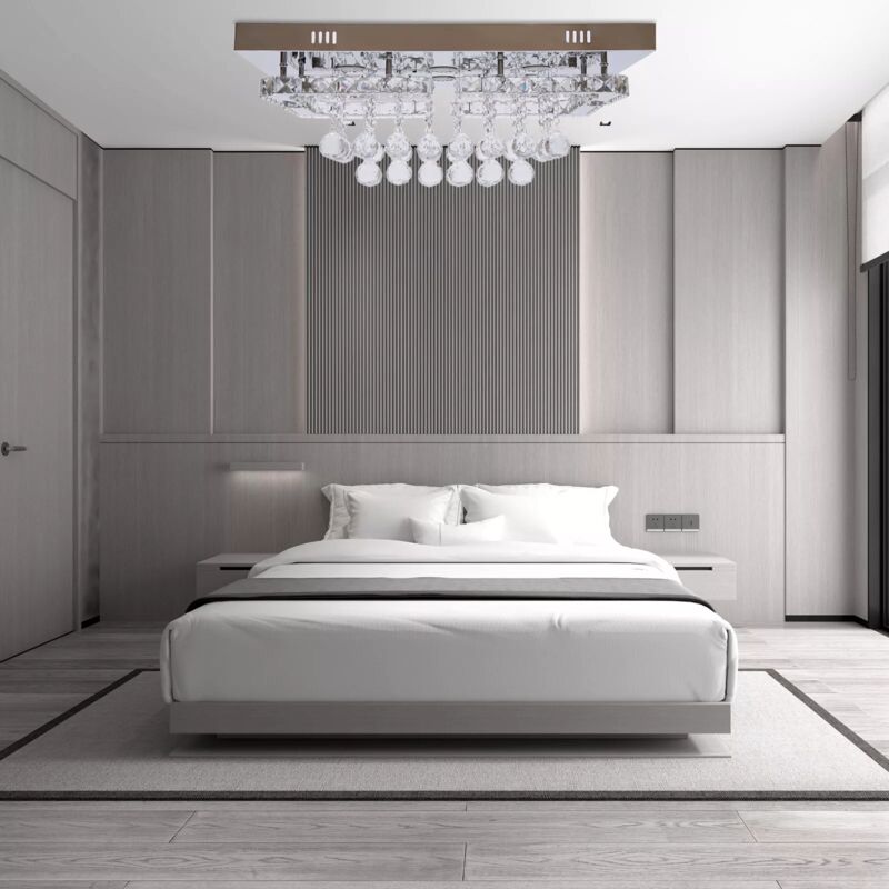 LED Cristal Plafonnier lustres Plafonnier Lustre Dimmable Lampe 60cm 3000k-4500k-6000k