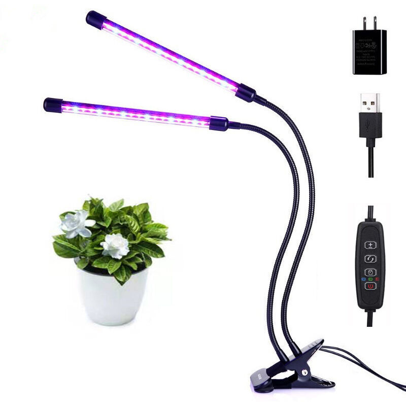 Led croissance des plantes lumière de remplissage à deux tubes port USB petit clip de bureau lumière jardinage lumière verte