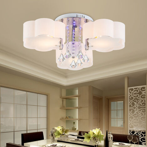 LED Crystal Ceiling Light Flower Chandelier Lamp With Remote, 7 Way