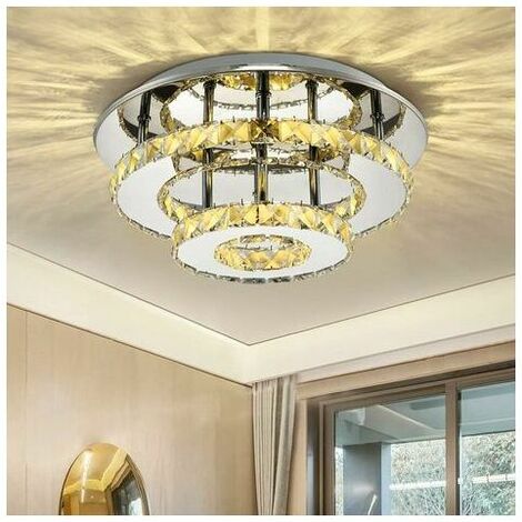 LED Crystal Ceiling Light, Modern Design Crystal Ceiling Chandelier, Lighting for Bedroom Living Room Balcony Corridor, 36w Ø30cm × H15cm Warm White(3000-4000k)
