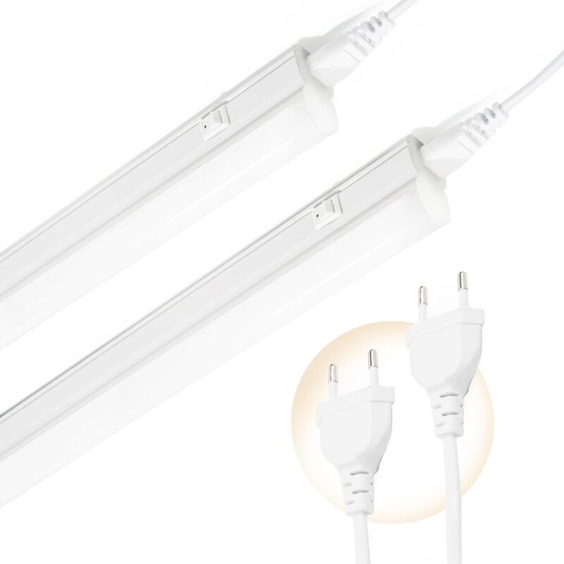 LED Cuisine 30cm, 2 Pièces Reglette LED T5 4W 570lm 4000K, avec prise européenne, Eclairage led pour Cuisine Salon Chambre Couloir ArmoiresVVitrines