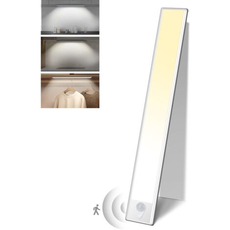 Led Cuisine Lumiere Detecteur de Mouvement Interieur, Eclairage Led Sous Meuble Lampe Sans Fil, 3 Modes 3000K-6000K Rechargeable Luminosité Réglable Chambre Veilleuse Placard Escalier [Classe énergéti