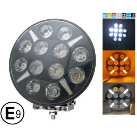 LED Диоден Халоген Dark knight Фар с DRL бяло - жълто оранжев габарит Ø 218мм 12V - 24V E-mark E9 за Джип Камион Трактор