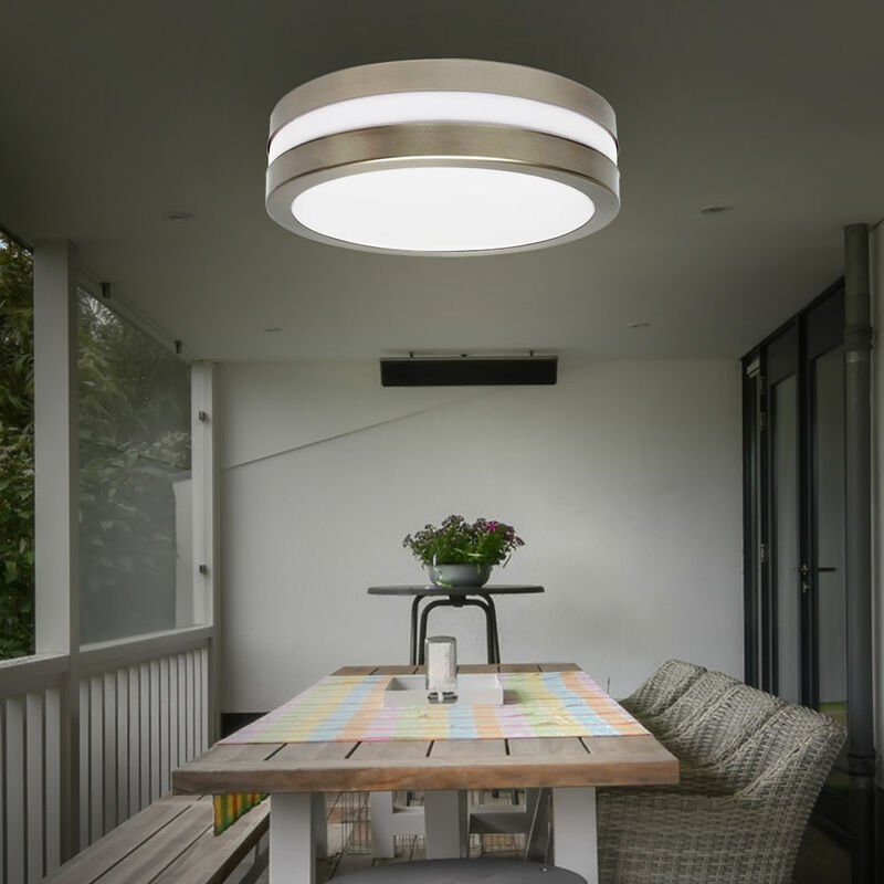 

Kanlux - Lámpara de techo LED para exteriores de 13 vatios, iluminación de fachada de patio cromado de 2 alas