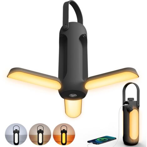 LED de Camping Lampe de camping lampe de tente-lampe rechargeable - 10000 mAh-batterie rechargeable-sans fil dimmable-avec 3 modes de Lumière-équipement d'urgence pour les tentes - pour l'intérieur et