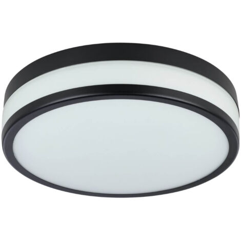 LED de lampe de plafond Palermo Steel LED Black 3x5.7W 3000K IP44 H: 7,5 cm Ø30cm