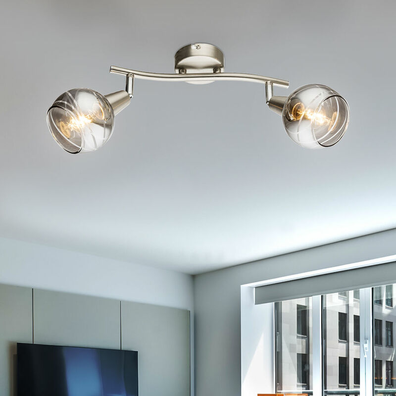 LED Spot Leiste Wohn Ess Zimmer Decken Lampe Nickel matt Glas Leuchte beweglich 