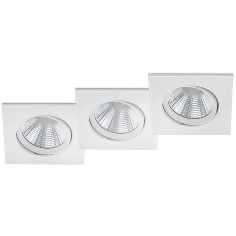 LED Deckeneinbaustrahler PAMIR eckig 3er Set schwenkbar dimmbar Weiß